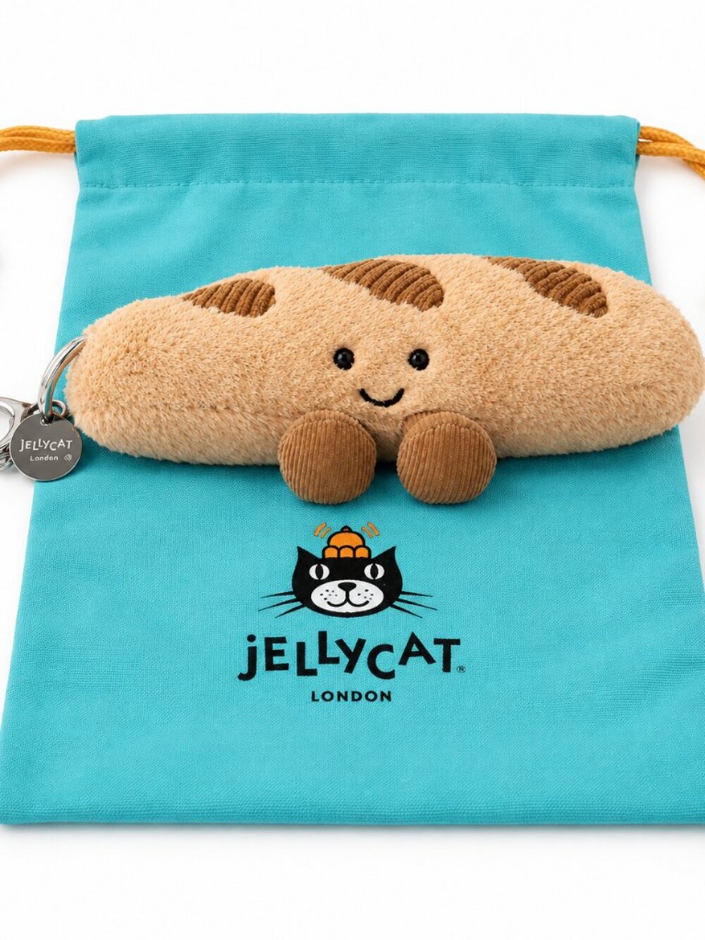 NWT Jellycat Amuseables Baguette Bag Charm Plush Keychain + Dust Bag